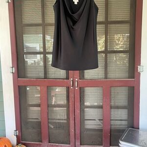 Black Sleeveless Drape Top